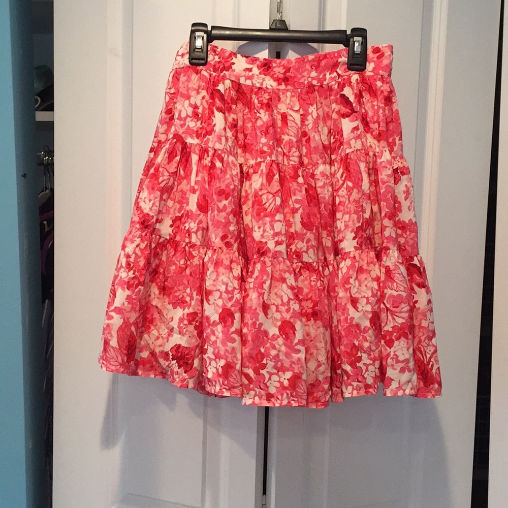 Juicy Couture super full pink floral tiered skirt